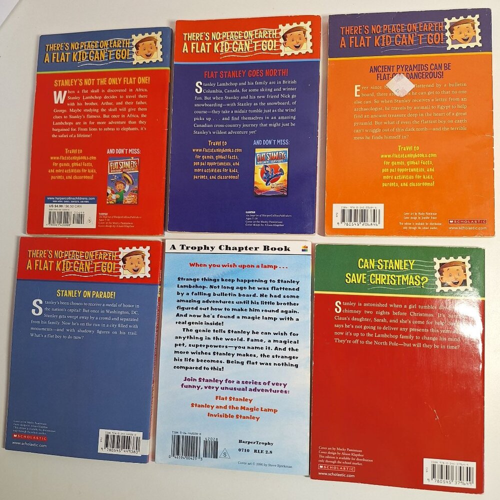 Flat Stanley Chapter Worldwide Adventure 2 4 6 9 Magic Lamp Christmas Book Lot - Picture 2 of 5